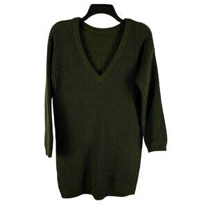 Lulus Women V Neck Backless/Reversible Pullover Knit Sweater Mini Dress Size S